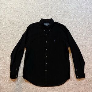 Vintage Ralph Lauren Shirt Mens Large Black Corduroy Button Down Classic Fit